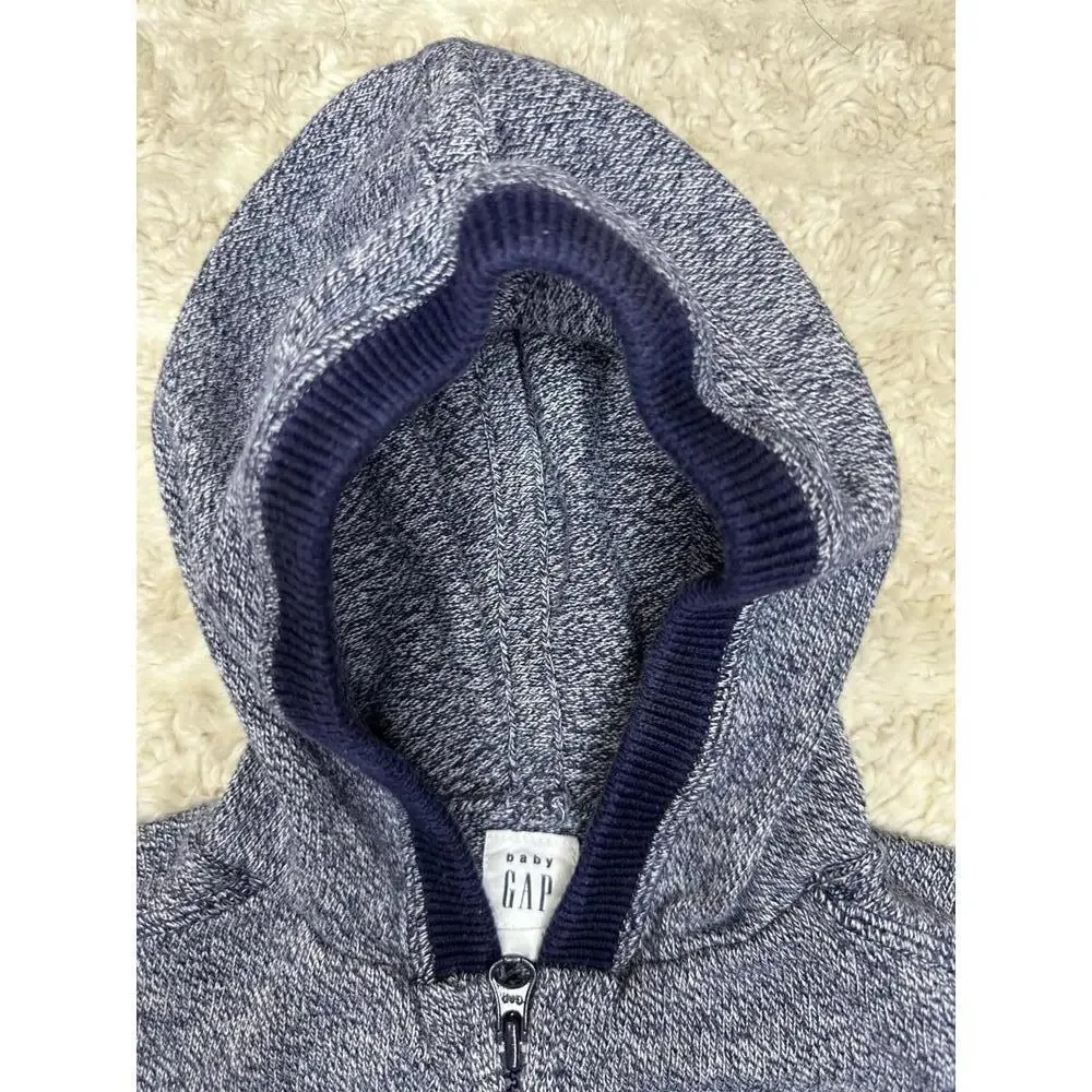 baby GAP classic blue cotton heather full zip hoodie/hooded jacket Size 3-6M